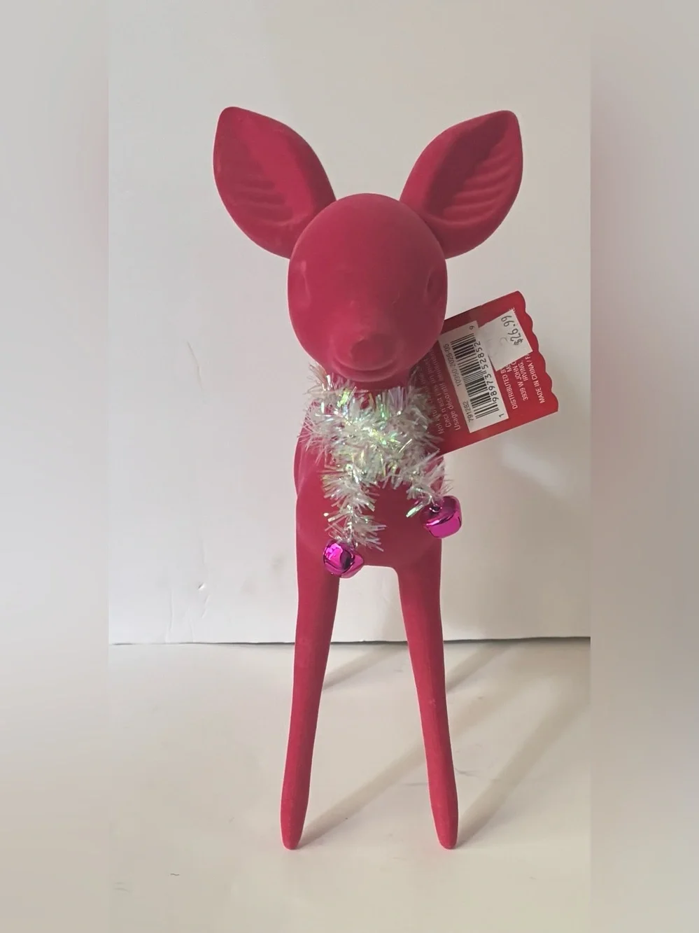 flocked large Christmas Reindeer tabletop decor NEW NWT